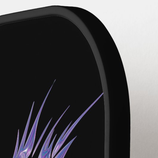 Custom Zwart & Paarse met Tribal Design & Naam Pickleball Paddle (Links Detail)