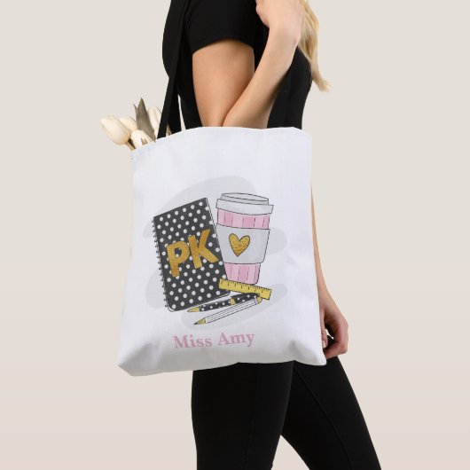 Custom Zwart Pre Kleuterschool Leraar School Tote Bag (Dichtbij)