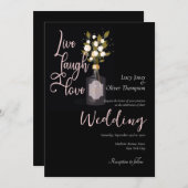 Custom Zwart Romantisch Bloemen Bruiloft Kaart w / (Voorkant / Achterkant)