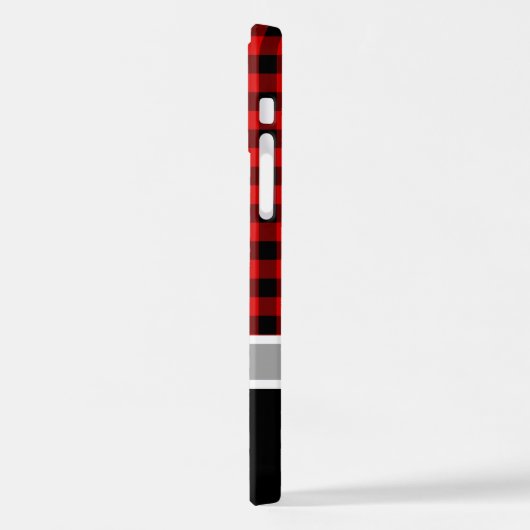 Custom Zwart Rood Buffel Lumberjack Plaid Patroon iPhone Hoesje (Linkerkant)