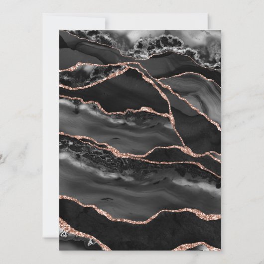Custom Zwart Roos Gouden Folie Agaat Bruiloft Kaart (Achterkant)