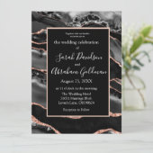 Custom Zwart Roos Gouden Folie Agaat Bruiloft Kaart (Staand voorkant)