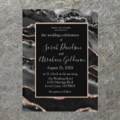 Custom Zwart Roos Gouden Folie Agaat Bruiloft Kaart