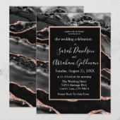 Custom Zwart Roos Gouden Folie Agaat Bruiloft Kaart (Voorkant / Achterkant)