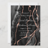 Custom Zwart Roos Gouden Folie Agaat Bruiloft Kaart (Voorkant)