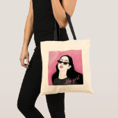 Custom Zwart Roze Modern Meisje Grafisch Gedrukt Tote Bag (Voorkant (product))