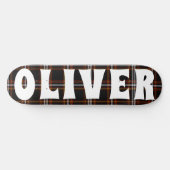 Custom Zwart Schots Tartan dambord Persoonlijk Skateboard (Horizontaal)