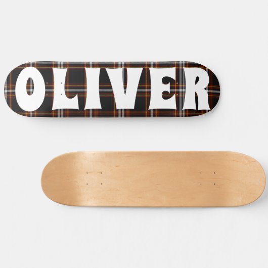 Custom Zwart Schots Tartan dambord Persoonlijk Skateboard (Horizontaal)