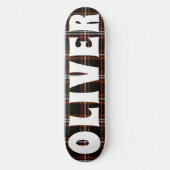 Custom Zwart Schots Tartan dambord Persoonlijk Skateboard (Voorkant)