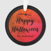 Custom Zwart & Sinaasappel Volle Maan Happy Hallow Ornament (voorkant)