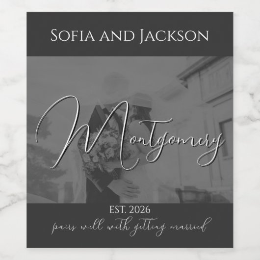 Custom Zwart Slank Bruiloft Viering Wijn Label Etiket (Enkel label)