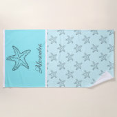 Custom Zwart Tan Sand Chic Beach huis Zeester Strandlaken (Voorkant)