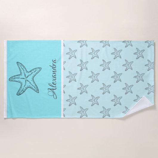 Custom Zwart Tan Sand Chic Beach huis Zeester Strandlaken (Voorkant)