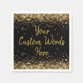 Custom Zwart Verjaardagsfeestje Jubileum Afstudere Servet