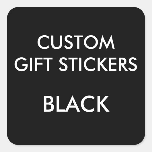 Custom ZWART VIERKANT Gift Stickers Sjabloon (Voorkant)