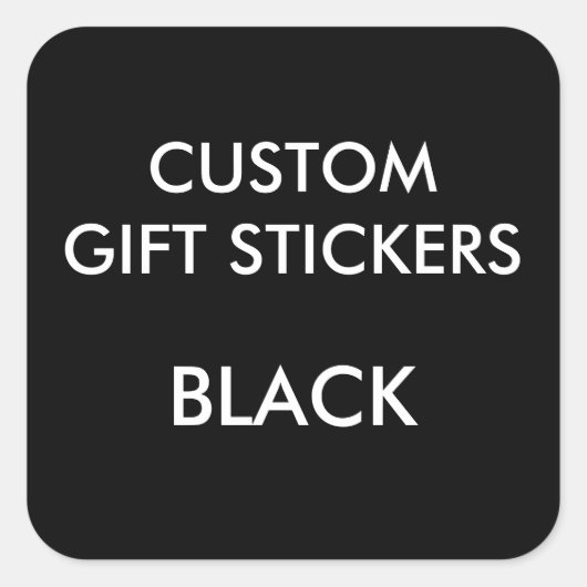 Custom ZWART VIERKANT Grote Gift Stickers Sjabloon (Voorkant)