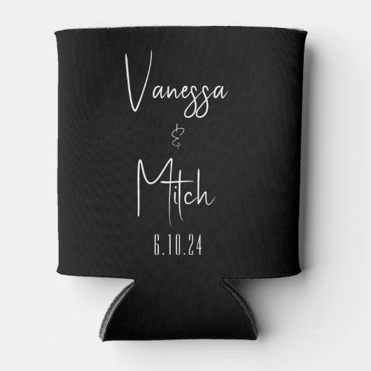 Custom zwart wit bruiloft blikjeskoeler (Voorkant)