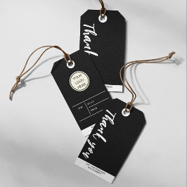 Custom Zwart & Wit Business Logo Prijs Dank u Cadeaulabel