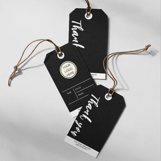 Custom Zwart & Wit Business Logo Prijs Dank u Cadeaulabel