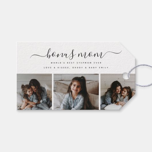 Custom Zwart Wit Foto Stepmom Schattigee Moederdag Cadeaulabel (Voorkant (Horizontaal))