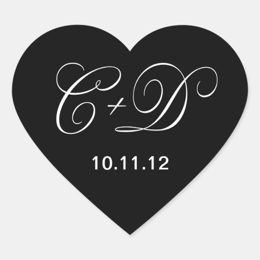 Custom zwart-wit hart gevormd hart sticker (Voorkant)