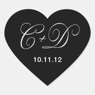Custom zwart-wit hart gevormd hart sticker