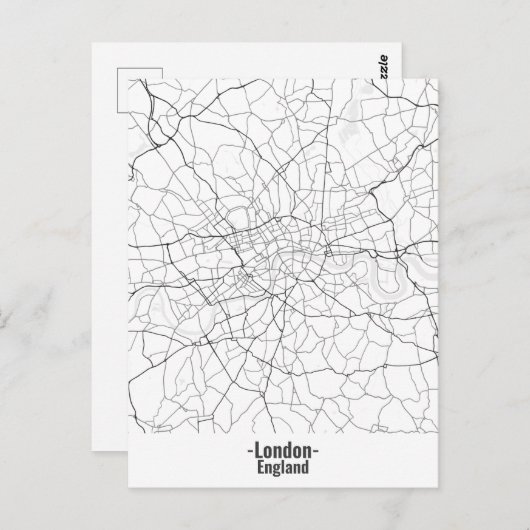 Custom Zwart-wit minimalistisch Londen City Briefkaart (Voorkant / Achterkant)