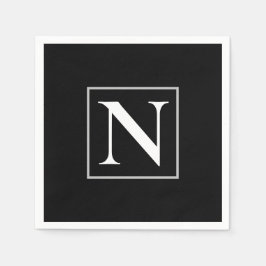 Custom Zwart-wit Monogram Business Party Servet