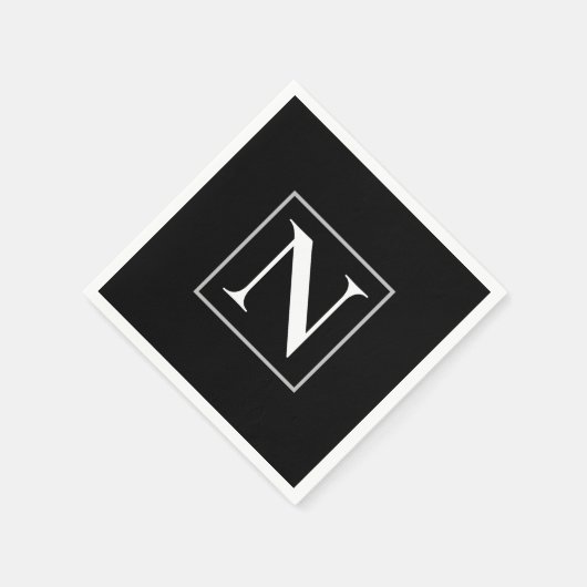 Custom Zwart-wit Monogram Business Party Servet (Hoek)