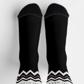 Custom Zwart Wit Paarse Glitter Chevron Patroon Sokken (Top)