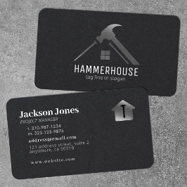 Custom Zwart + Zilver Huis Bouw Visitekaartje