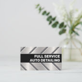 Custom Zwart Zilver Metalen Auto Service Cool Visitekaartje (Staand voorkant)