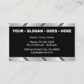 Custom Zwart Zilver Metalen Auto Service Cool Visitekaartje (Achterkant)