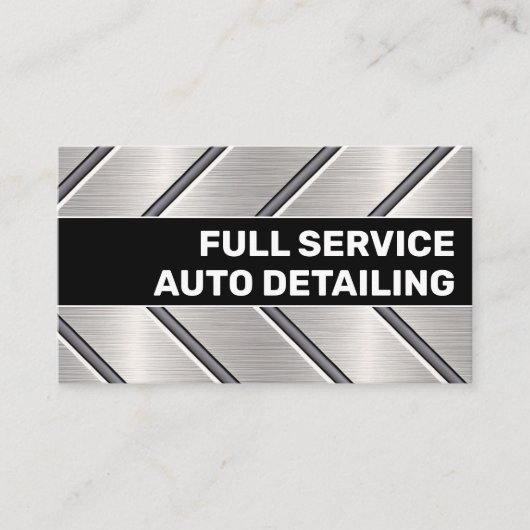 Custom Zwart Zilver Metalen Auto Service Cool Visitekaartje (Voorkant)