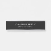 Custom Zwart & Zilver Professionele Moderne Sjablo Deurbordje (Voorkant)