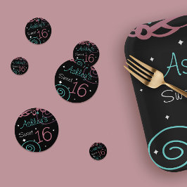 Custom Zwart Zoet 16 Verjaardag Confetti