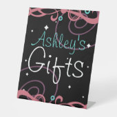 Custom Zwart Zoet 16 Verjaardag Reclamebord Met Voetstuk (Voorkant)