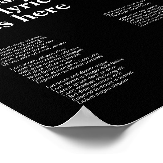 Custom Zwitserse Stijl Tekst Poster Song Lyric Art (Hoek)