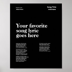 Custom Zwitserse Stijl Tekst Poster Song Lyric Art