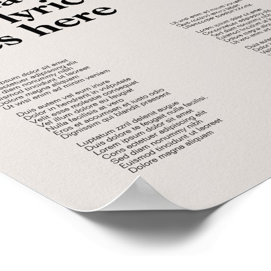 Custom Zwitserse Stijl Tekst Poster Song Lyric Art (Hoek)