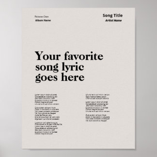 Custom Zwitserse Stijl Tekst Poster Song Lyric Art