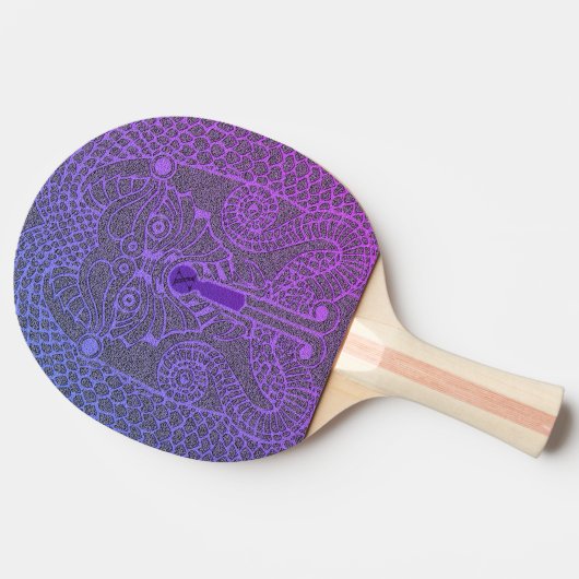 CustomAbstract Dragon Ping Pong Paddle lila/zwart Tafeltennisbatje (Zijkant)