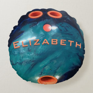    CustomBowling Ball Blue Marble en Oranje Rond Kussen