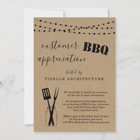 Customer Appreciation Business BBQ Party Kaart (Voorkant)