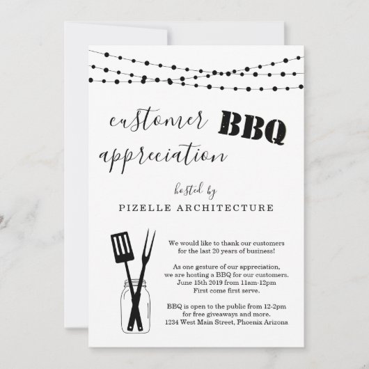 Customer Appreciation Business BBQ Party Kaart (Voorkant)