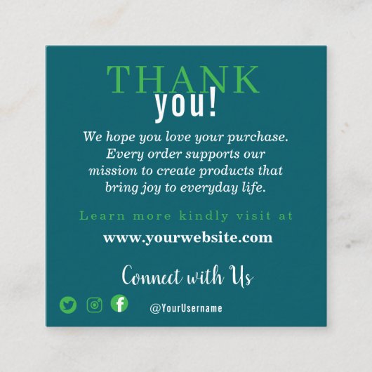 Customer Appreciation Business Note Card Informatiekaartje (Voorkant)