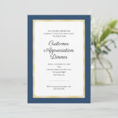 Customer Appreciation Dinner | Navy blauw en goud Kaart (Staand voorkant)