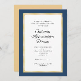 Customer Appreciation Dinner | Navy blauw en goud Kaart