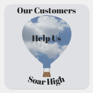 Customer Appreciation Hot Air Ballon Hartelijk dan Vierkante Sticker