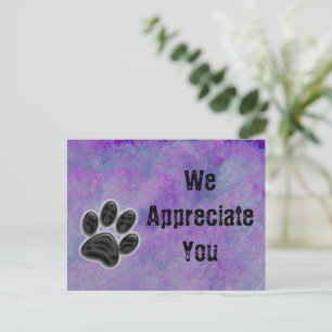 Customer Appreciation Paw Print Pet Dog Business Briefkaart